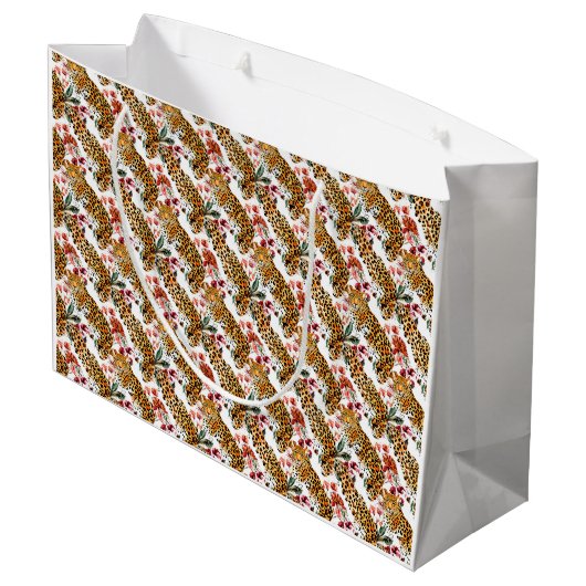 Stijlvolle Leopard Print Grote Gift Bag Groot Cadeauzakje (Achterkant Gekanteld)