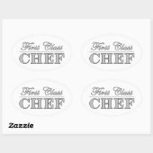 Stijlvolle leuke chef-koks: Eerste klas chef-kok Ovale Sticker (Vel)