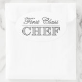 Stijlvolle leuke chef-koks: Eerste klas chef-kok Ovale Sticker (Tas)