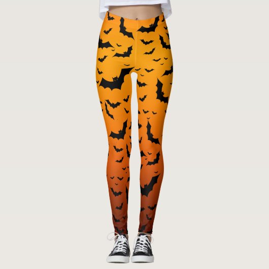 Stijlvolle, leuke en veelzijdige Spooky Bats Hallo Leggings (Voorkant)