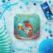 Stijlvolle leuke garnalen met een glas bier papieren bordje (Feest)