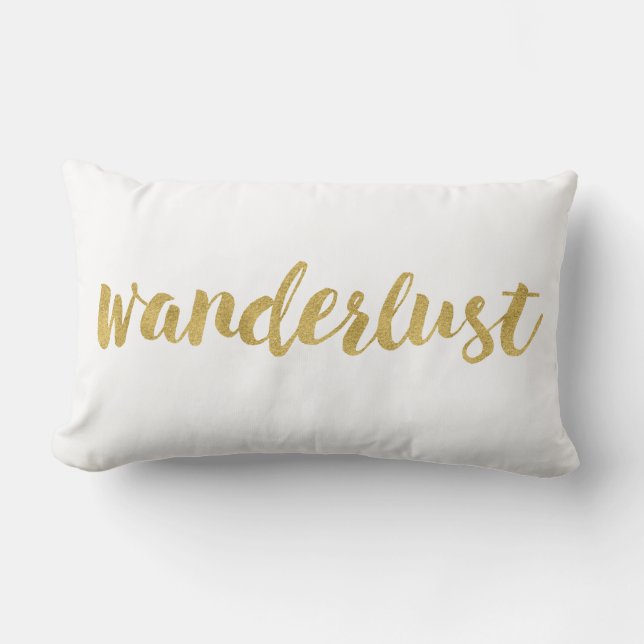 Stijlvolle Leuke Wanderlust in Gouden Decoratief Kussen (Voorkant)