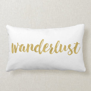 Stijlvolle Leuke Wanderlust in Gouden Decoratief Kussen
