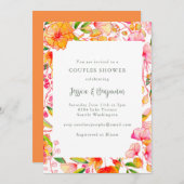 Stijlvolle levendige roze Sinaasappel bloemenkoppe Kaart (Voorkant / Achterkant)