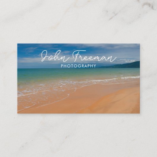 Stijlvolle levendige strand golven fotograaf visitekaartje (Voorkant)