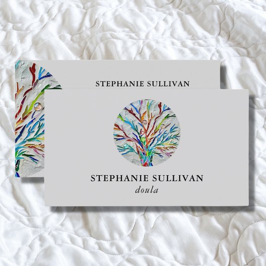 Stijlvolle levensboom Doula Grey Visitekaartje