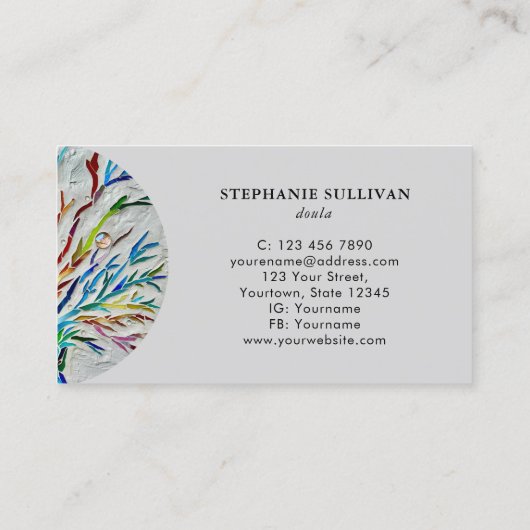 Stijlvolle levensboom Doula Grey Visitekaartje (Achterkant)