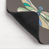 Stijlvolle libel in bruin en blauw met naam muismat (Hoek)