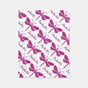 Stijlvolle libellen roze naam gepatterde deken