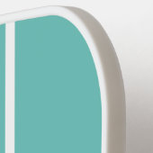 Stijlvolle licht Blauwgroen verticale witte accent Pickleball Paddle (Links Detail)