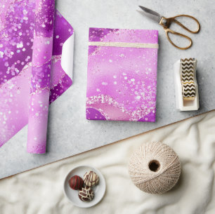 Stijlvolle licht magenta roze schittering glitters cadeaupapier