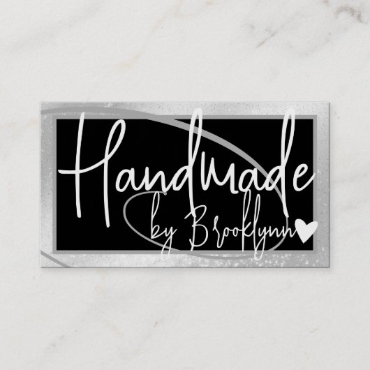 Stijlvolle Licht Zilveren Lijsten Hart Handgemaakt Visitekaartje (Voorkant)