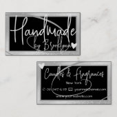 Stijlvolle Licht Zilveren Lijsten Hart Handgemaakt Visitekaartje (Voorkant / Achterkant)