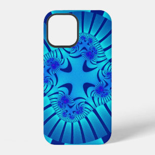 Stijlvolle lichtblauwe fractal iPhone 12 hoesje