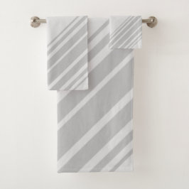 Stijlvolle lichte en donkergrijze diagonale strepe bad handdoek