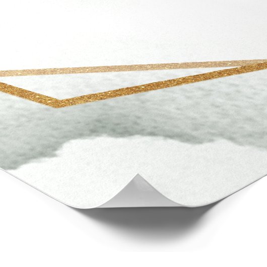 Stijlvolle lichte pastelblauwe rozen groen bruilof poster (Hoek)