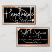 Stijlvolle Lichte Perzik Lijst Hart Handgemaakt op Visitekaartje (Voorkant / Achterkant)