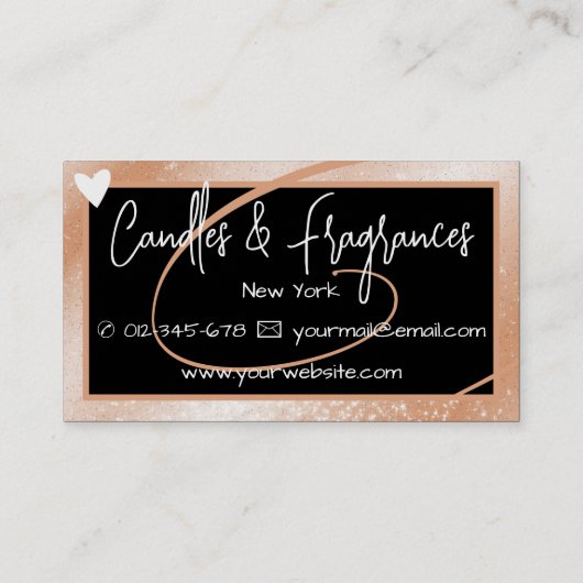 Stijlvolle Lichte Perzik Lijst Hart Handgemaakt op Visitekaartje (Achterkant)