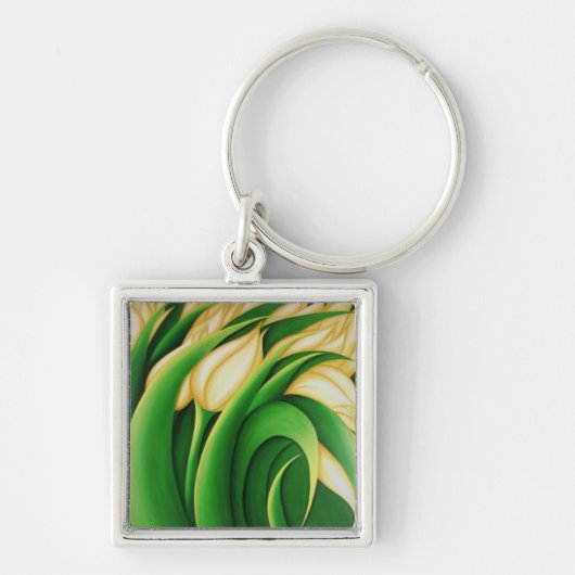Stijlvolle lichtgele Tulpen Sleutelhanger (Voorkant)