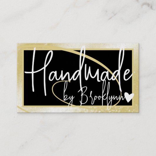 Stijlvolle Lichtgouden Lijsten Hart Handgemaakt op Visitekaartje (Voorkant)