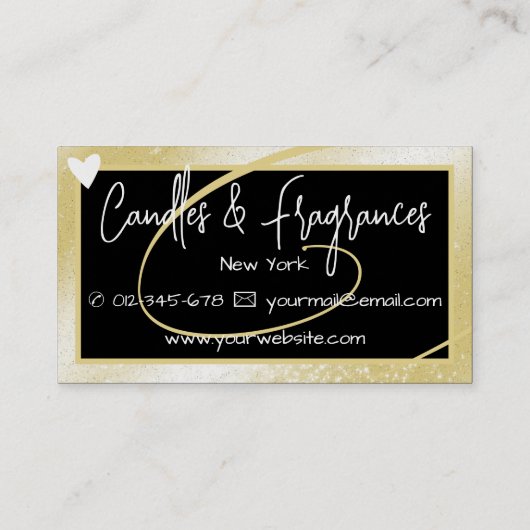 Stijlvolle Lichtgouden Lijsten Hart Handgemaakt op Visitekaartje (Achterkant)