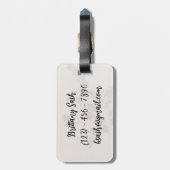 Stijlvolle Lichtgrijze Monogram Naam Moderne Minim Bagagelabel (Achterkant verticaal)