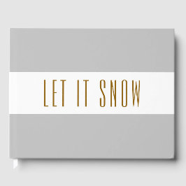 Stijlvolle lichtgrijze witte strepen LET IT SNEEUW Gastenboek