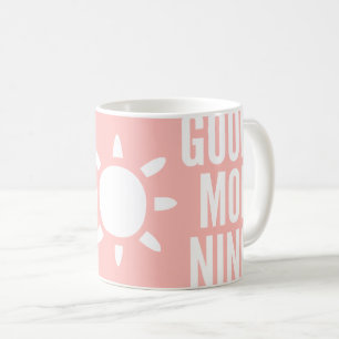 Stijlvolle lichtroze goede ochtend zon koffie Mok