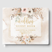 Stijlvolle lichtroze gouden herfstbruiloft gastenb gastenboek (Voorkant)