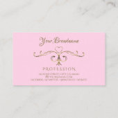 Stijlvolle lichtroze gouden hoeken Initialen Visitekaartje (Achterkant)