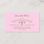 Stijlvolle lichtroze gouden  hoeken Logo Visitekaartje (Achterkant)