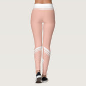 Stijlvolle lichtroze witte strepen en naam leggings (Achterkant)