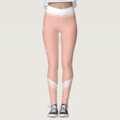Stijlvolle lichtroze witte strepen en naam leggings (Voorkant)
