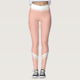 Stijlvolle lichtroze witte strepen en naam leggings