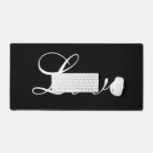 Stijlvolle Liefde Ontwerp Wit Script Zwarte Achter Bureaumat (Keyboard & Muis)
