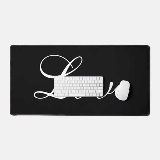 Stijlvolle Liefde Ontwerp Wit Script Zwarte Achter Bureaumat (Keyboard & Muis)