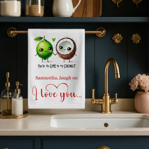 Stijlvolle liefdescadeau grappige keukenhanddoek m