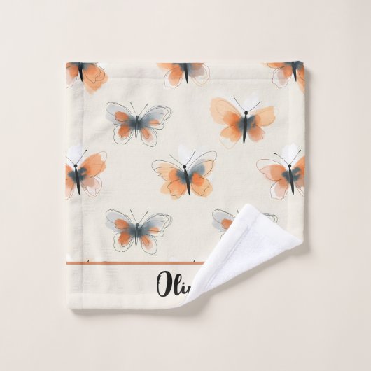 Stijlvolle lijnkunst vlinders bad handdoek (Wasdoekje)