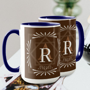 Stijlvolle Lijst Bruine Monogram Mok