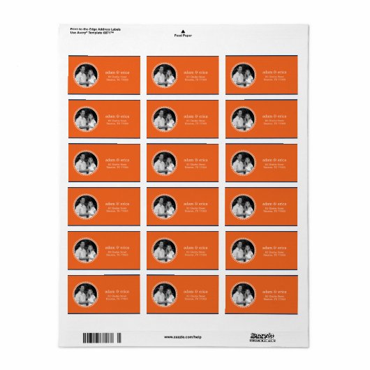 Stijlvolle Lijst foto Adresetiketten (Sinaasappel) Etiket (Full Sheet)