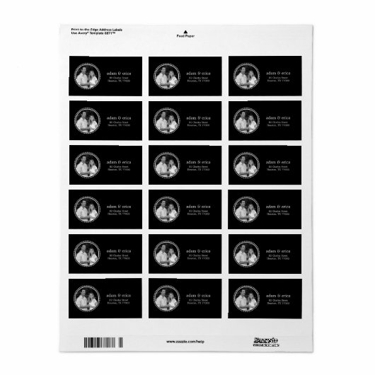 Stijlvolle Lijst Foto-Adresetiketten (zwart) Etiket (Full Sheet)