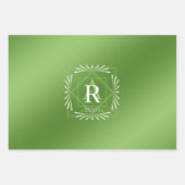 Stijlvolle Lijst Green Monogram Wrapping Paper She (Voorkant 2)