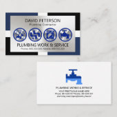 Stijlvolle Lijst Silver Plumbing Iconen Visitekaartje (Voorkant / Achterkant)