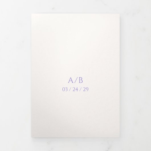 Stijlvolle Lila bruiloft Drieluik Uitnodiging (Cover)