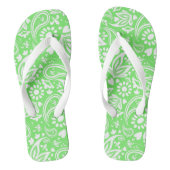 Stijlvolle lime groen en wit paisley patroon teenslippers (Voetbed)