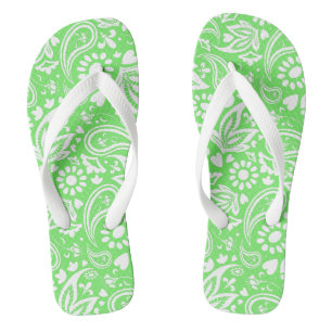 Stijlvolle lime groen en wit paisley patroon teenslippers