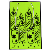 Stijlvolle Lime & Zwarte Kaarsen Kerst Medium Cadeauzakje (Voorkant)