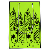 Stijlvolle Lime & Zwarte Kaarsen Kerst Medium Cadeauzakje (Achterkant)