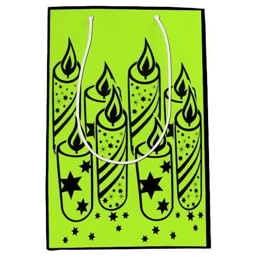 Stijlvolle Limoen en zwarte kerstkaarsen Medium Cadeauzakje (Voorkant)