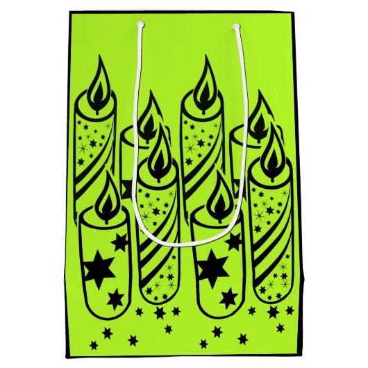 Stijlvolle Limoen en zwarte kerstkaarsen Medium Cadeauzakje (Achterkant)